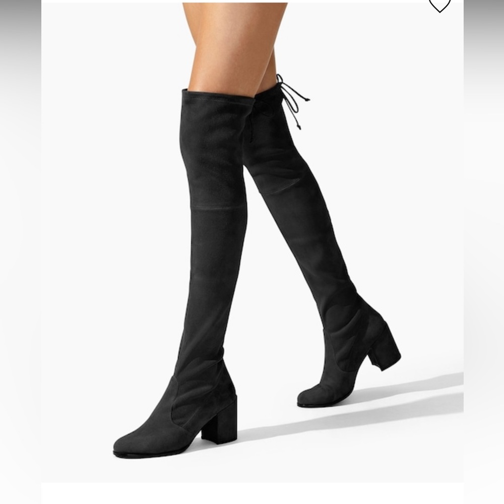 Stuart Weitzman Tieland Over the Knee Boots in Black Suede
